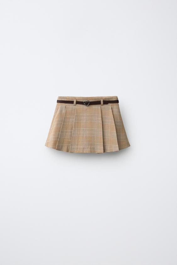 FALDA CUADROS CINURÓN - Beige claro de Zara - Imagen 0