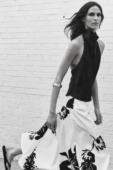 ZW COLLECTION PRINTED MIDI SKIRT - Black / White by Zara