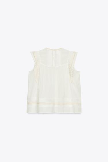 ZW COLLECTION EMBROIDERED BLOUSE - Ecru by Zara - Image 6