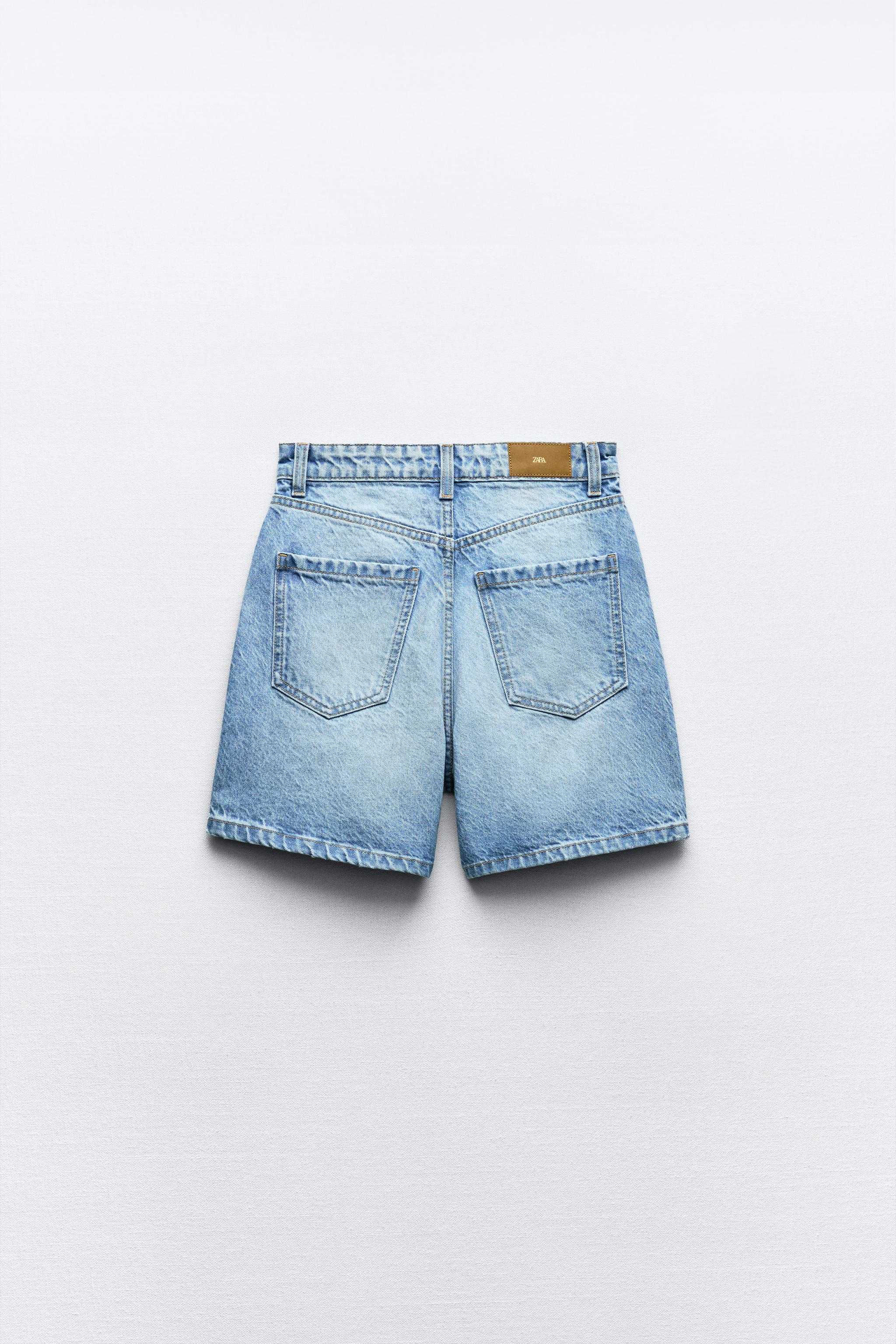 Z1975 HIGH-WAISTED MOM FIT SHORTS - Mid-blue | ZARA United States
