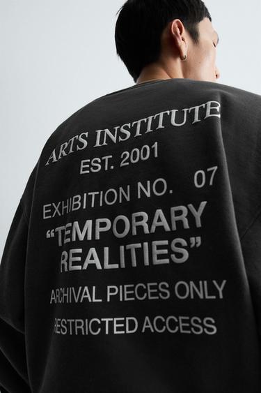 PRINTED SLOGAN SWEATSHIRT - Dark anthracite by Zara