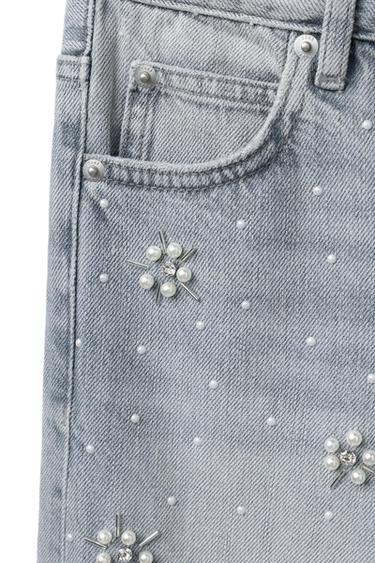 WIDE-LEG FAUX PEARL JEANS - Blue by Zara