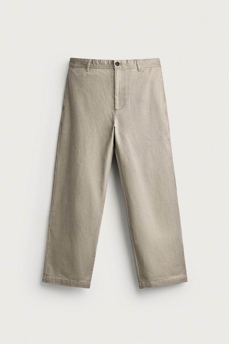 STRAIGHT-FIT CHINO PANTS — Stone