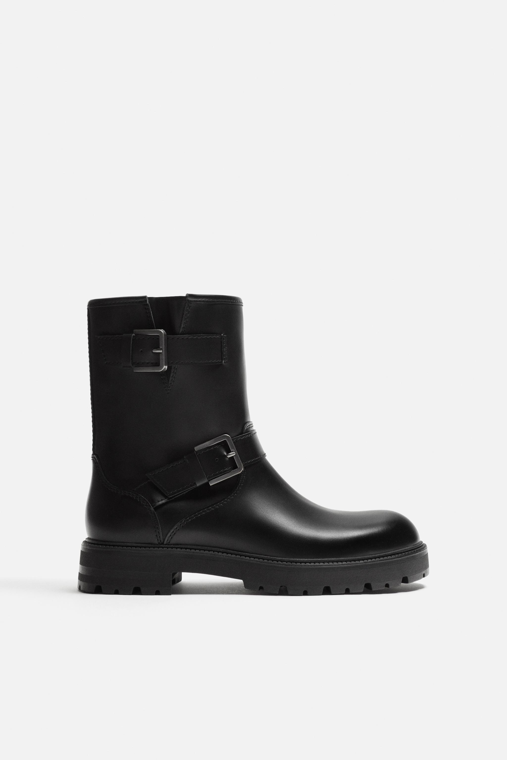 Leather biker boots zara hotsell