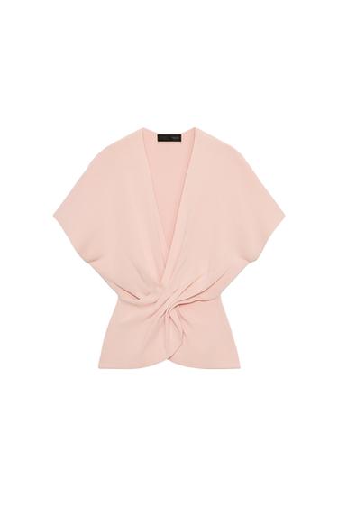 DRAPED KNIT TOP - Pastel pink by Zara