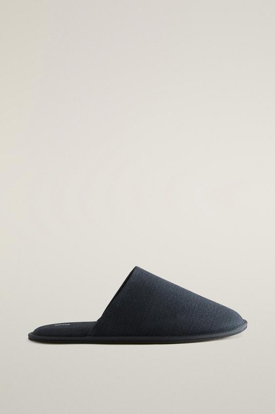 FABRIC MULE SLIPPERS - Navy Blue by Zara - Image 0