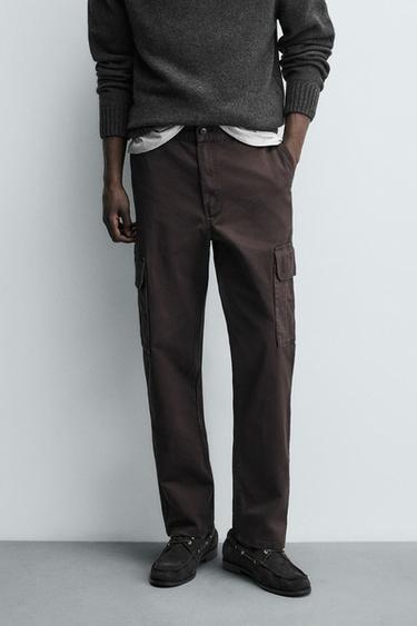 PANTALÓN CARGO TWILL - Chocolate de Zara