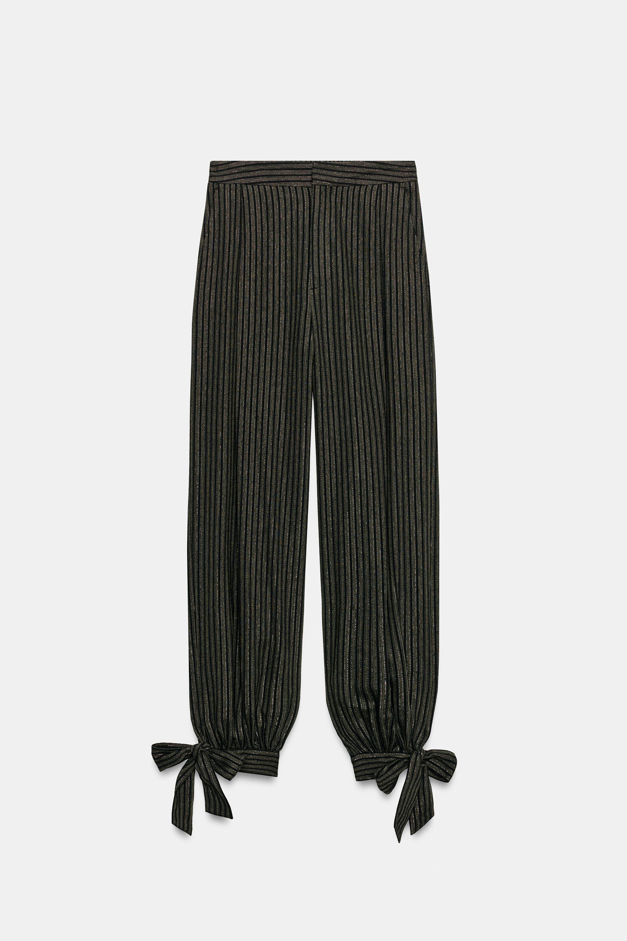 METALLIC THREAD TIE BLOWOUT PANTS