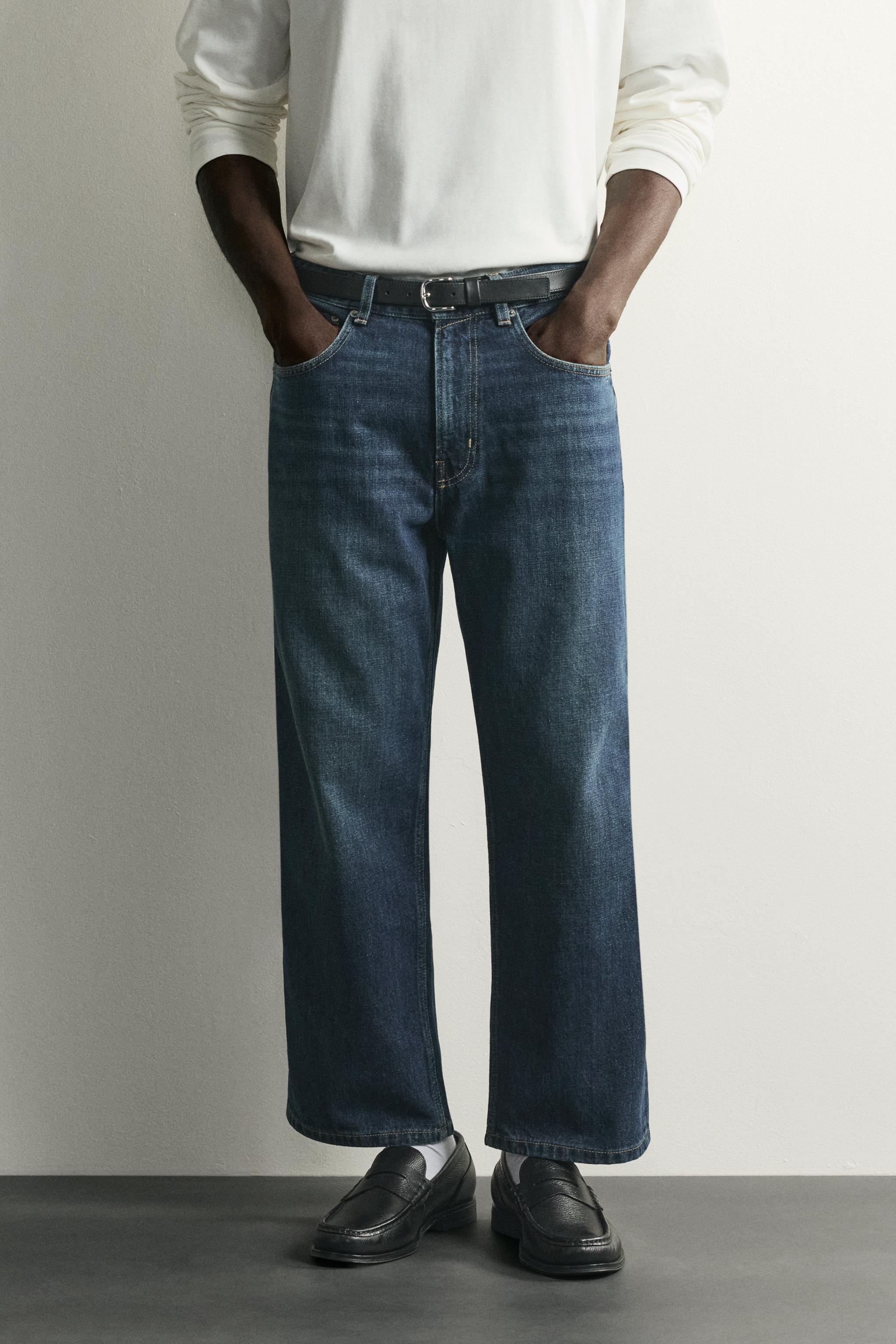 LOOSE CROPPED FIT JEANS — Blue