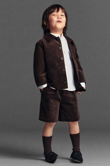 VELVET BERMUDA SHORTS WITH DARTS - Brown by Zara