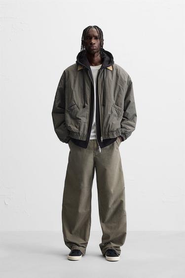 CALÇA RELAXED FIT LAVADA - Esverdeado da Zara - Imagem 0