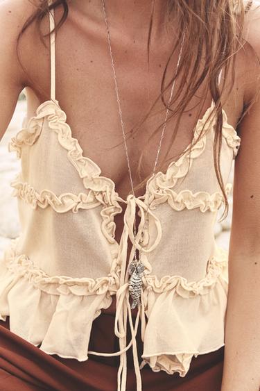 RUFFLED KNIT TOP - Butter by Zara