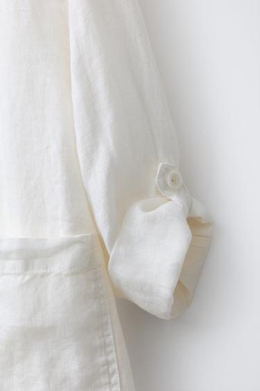 SURCHEMISE CAPUCHE 100 % LIN - Blanc de Zara - Image 4
