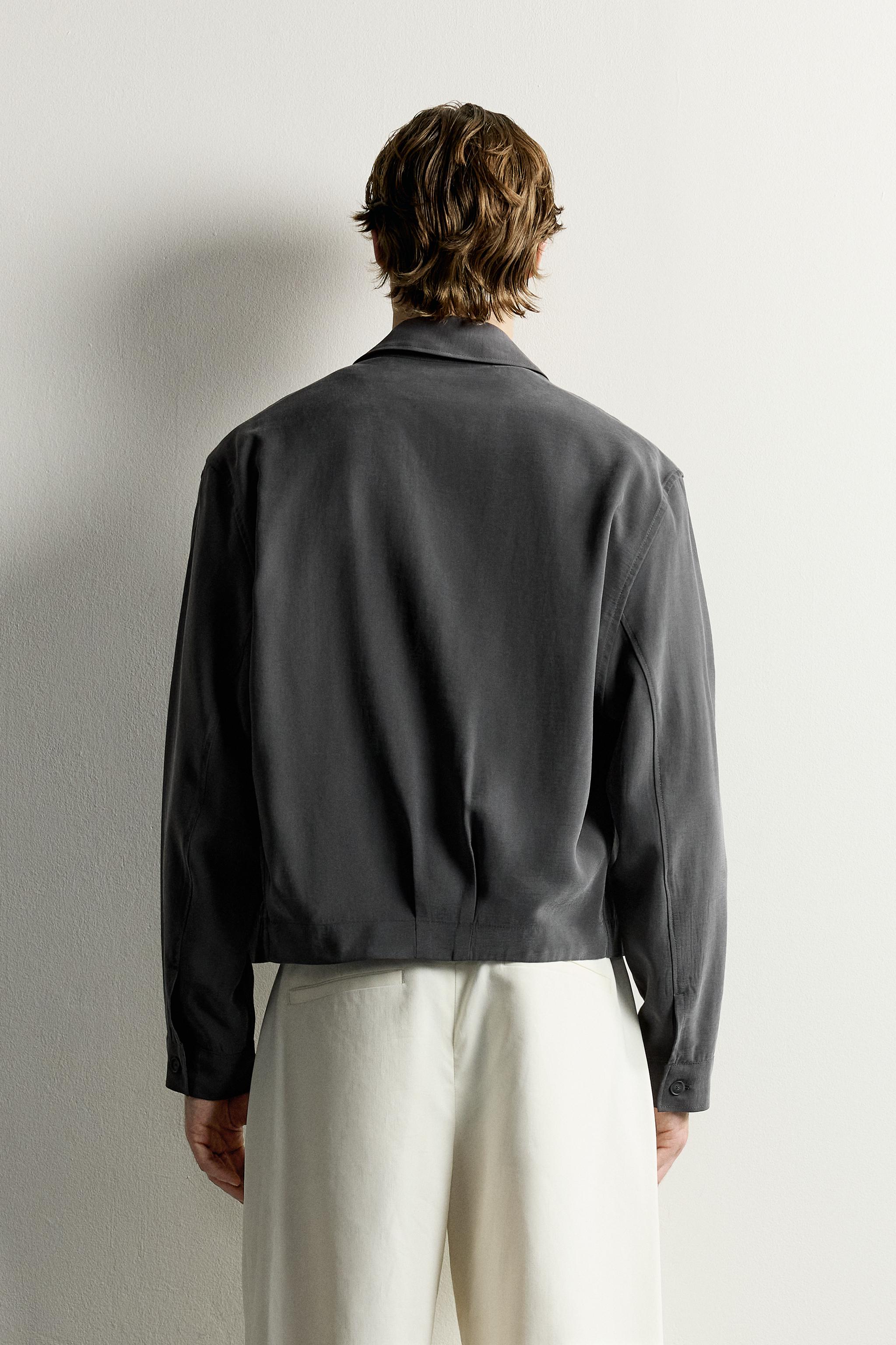 Zara AKIŞKAN CROP FIT İNCE CEKET görsel 3