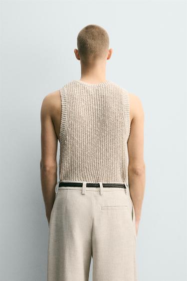 DÉBARDEUR STRUCTURÉ EN MAILLE COTON ET LIN - Beige clair de Zara - Image 2