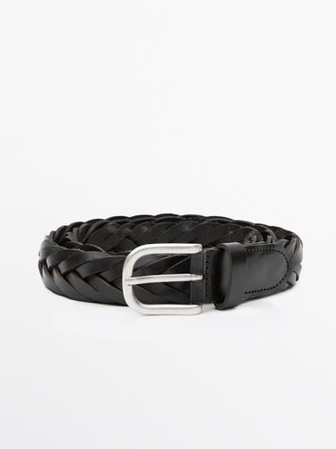 Zara Braided nappa leather belt - Brown