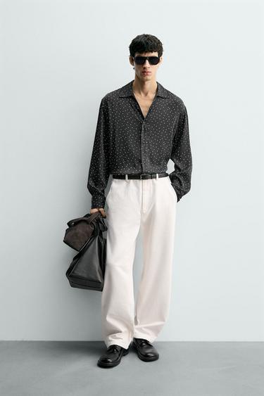 CHEMISE FLUIDE À IMPRIMÉ POIS - Noir / Blanc de Zara - Image 0