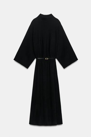 KNIT DRESS WITH BELT - Black by Zara