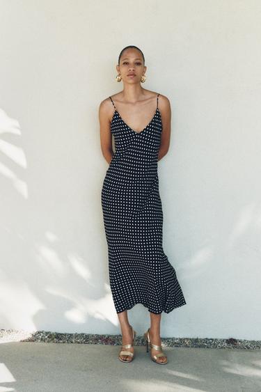ПЛАТЬЕ-КОМБИНАЦИЯ В ГОРОШЕК — ZW COLLECTION — ЧЕРНЫЙ от Zara — изображение 0