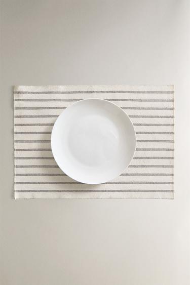 DYED THREAD STRIPED PLACEMAT - Ecru by Zara - Image 0