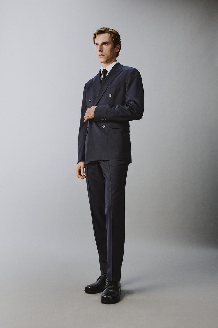 ZARA 100% WOOL PINSTRIPED SUIT TROUSERS