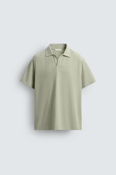 VERTICAL TEXTURED POLO SHIRT - Green / Blue by Zara