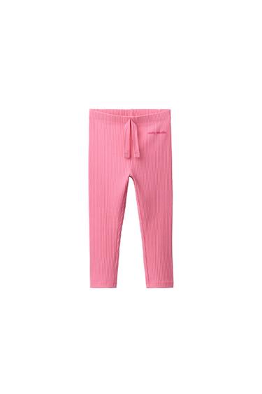Zara RIBBED DRAWSTRING LEGGINGS - Chalk pink