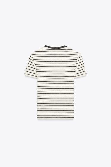 METALLIC THREAD CHUNKY KNIT T-SHIRT - Golden by Zara - Image 5