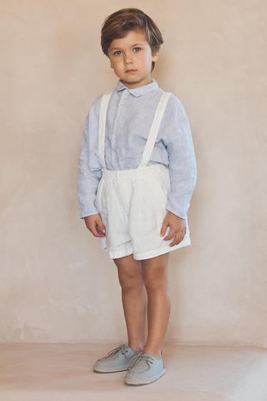 2-5 YEARS / 100% LINEN BERMUDA SHORTS WITH REMOVABLE BRACES LIMITED EDITION - Ecru by Zara