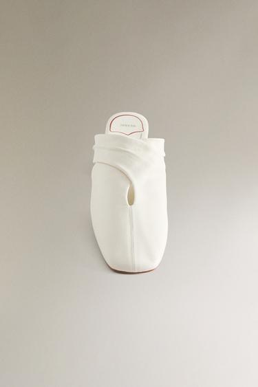LEATHER CROSSOVER MULES - White by Zara - Image 4