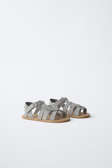 SANDALES POISSON EN CUIR - Bleu ciel de Zara - Image 1