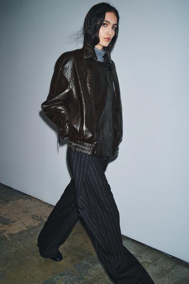 Zara ZW COLLECTION PINSTRIPE PANTS WITH WOOL - striped