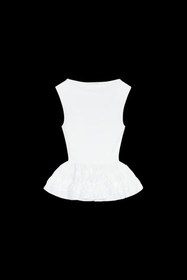 TOP TIRANTES COMBINADO PEPLUM - Blanco de Zara