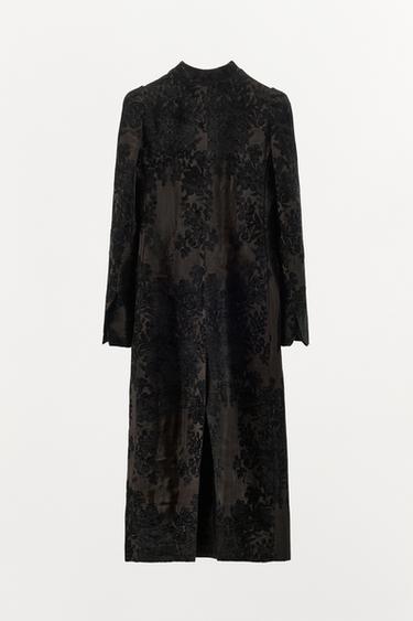 MANTEAU JACQUARD VELOURS ZW COLLECTION LIMITED EDITION - Noir de Zara - Image 3