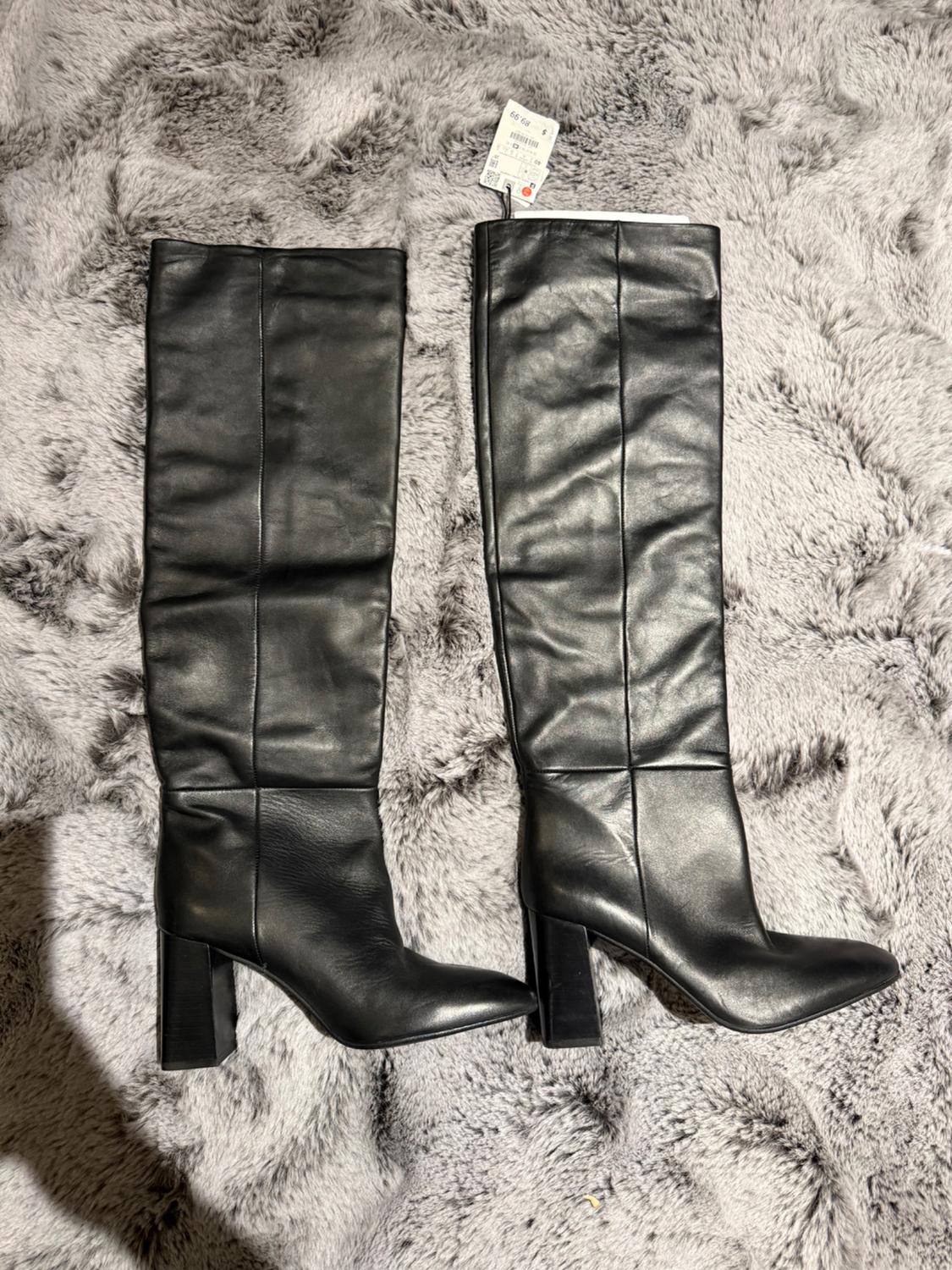 HEELED LEATHER KNEE HIGH BOOTS - Image 2