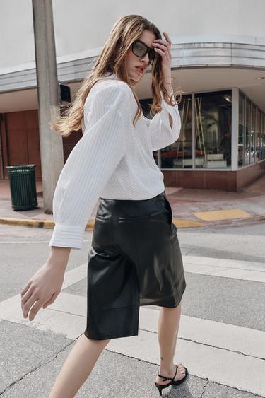 STRIPED OVERSIZE SHIRT - Black / White by Zara - Image 4