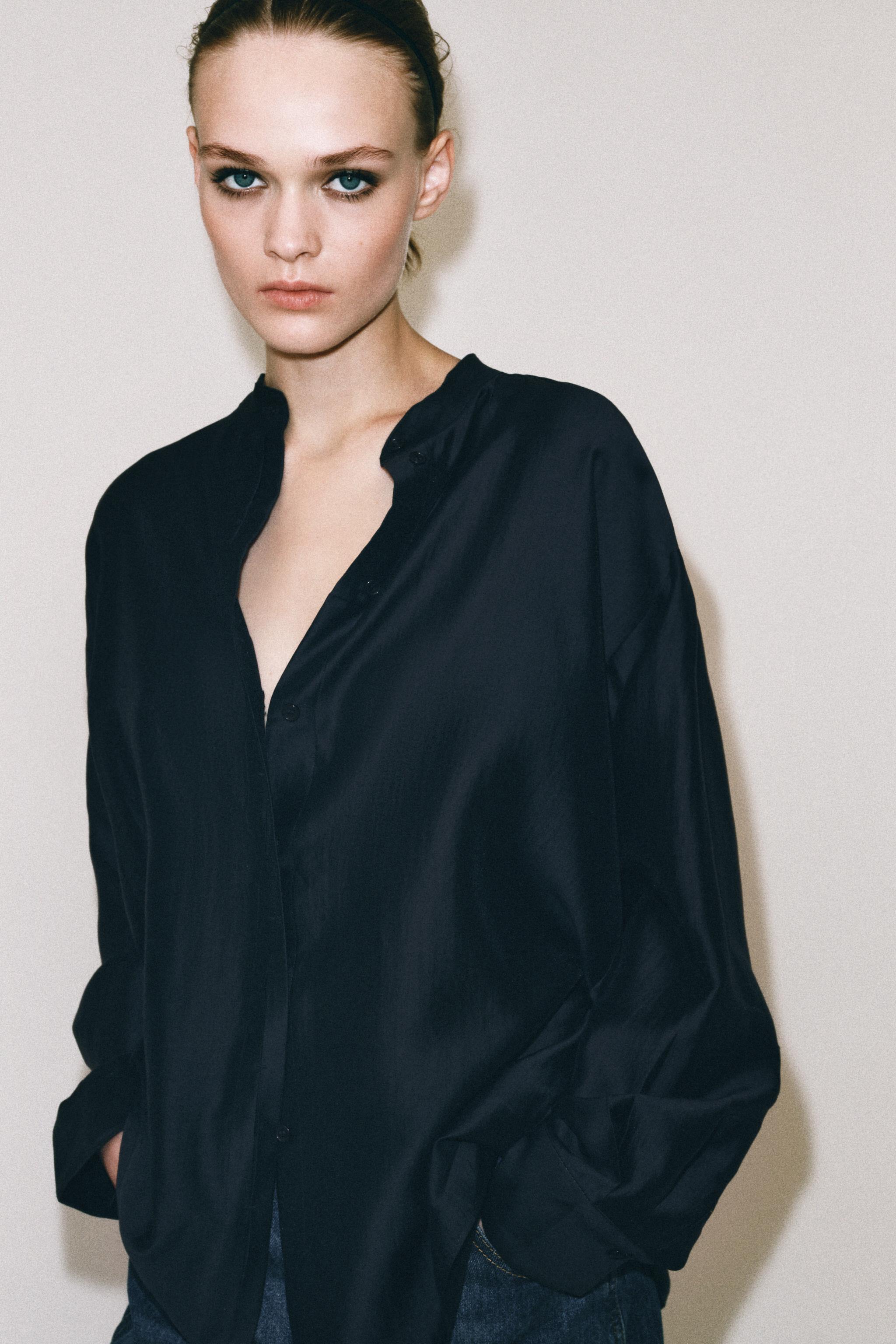 ZW COLLECTION MANDARIN COLLAR SHIRT