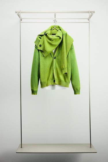 WASHED CARDIGAN WITH REVERSE EFFECT - Lime by Zara - Image 0