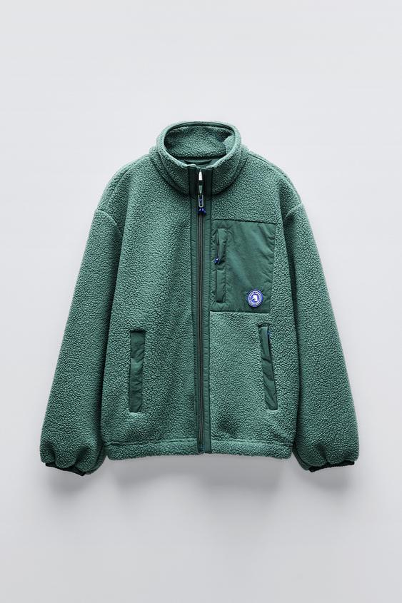 CONTRAST FLEECE JACKET - Light green | ZARA United States