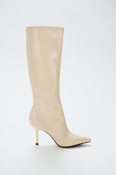 بوت بكعب - أبيض by Zara