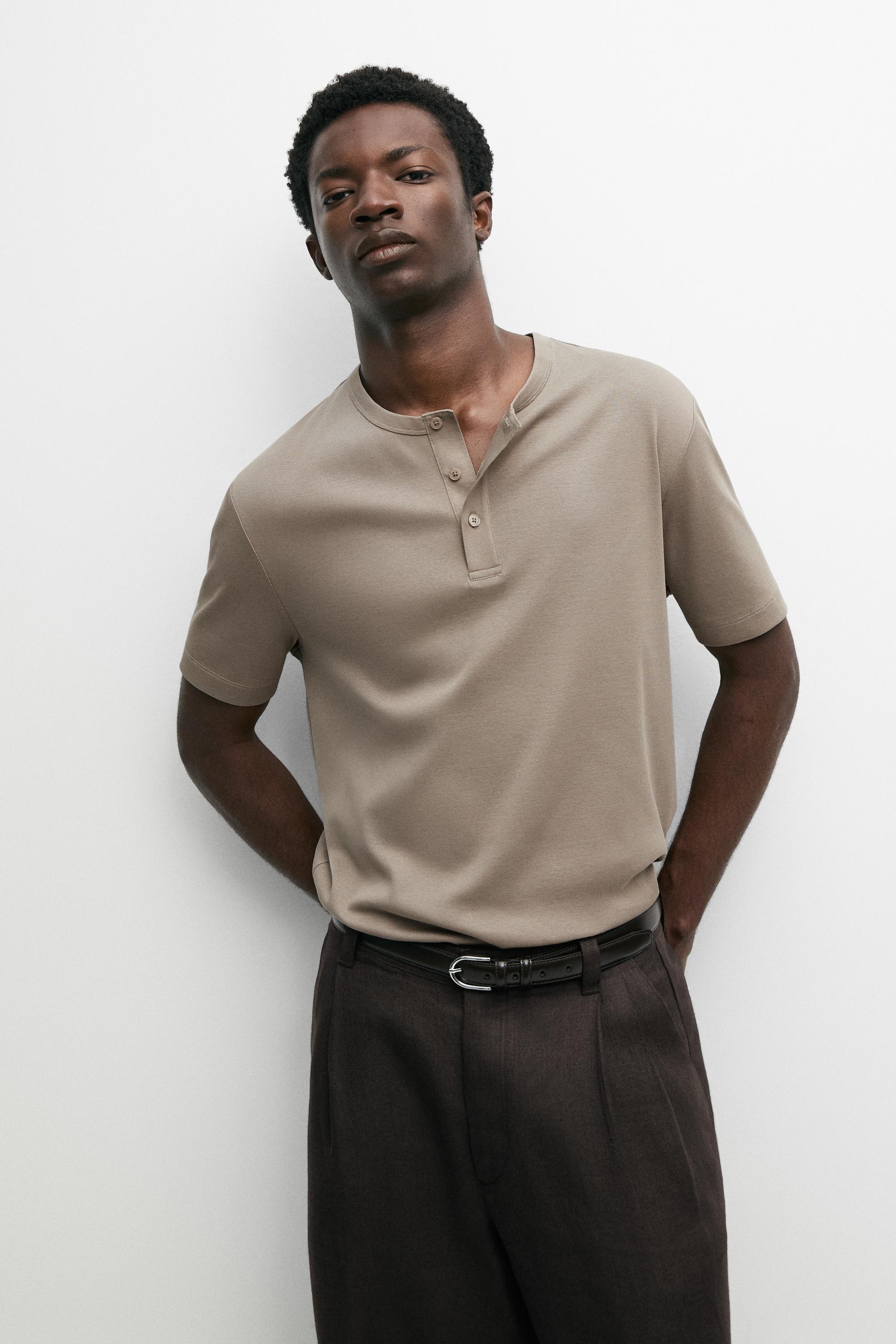 100% cotton henley T-shirt — 763