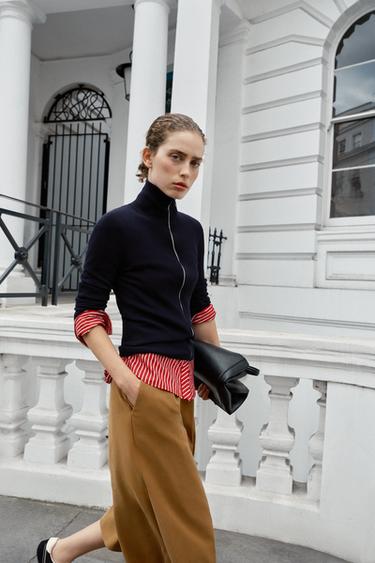 CHAQUETA ENTALLADA PUNTO CANALÉ - Marino de Zara