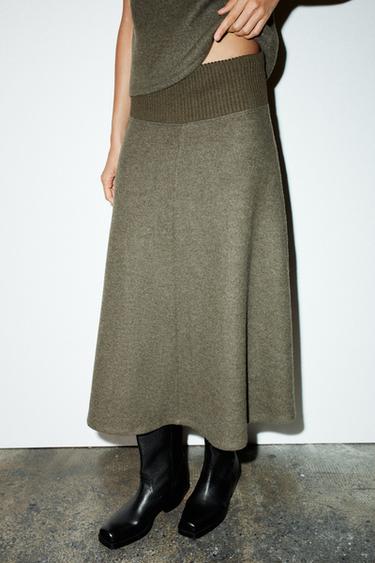 JUPE SOFT TRICOT - Vert chiné de Zara - Image 1