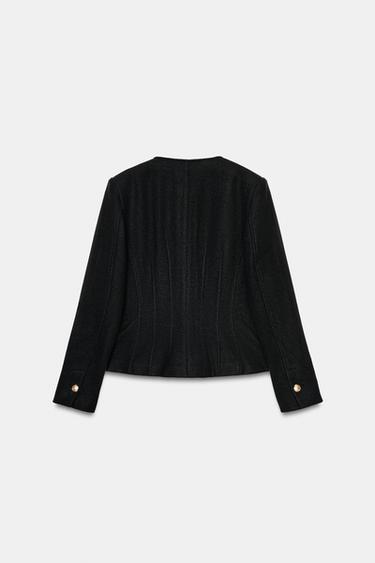 BLAZER ENTALLADA CUELLO REDONDO - Negro de Zara