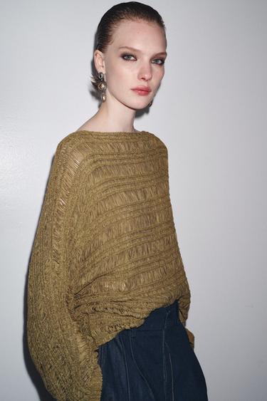RIBBON KNIT SWEATER - Khaki by Zara - Image 1