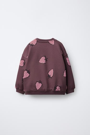 Zara PRINTED SWEATSHIRT - Maroon