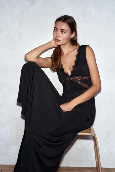 COMBINED STRAPPY LONG DRESS — Black 2