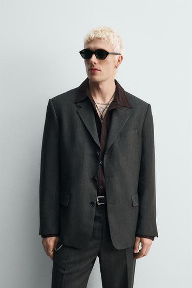 BLAZER STRUKTUR LIMITED EDITION - Grünlich von Zara
