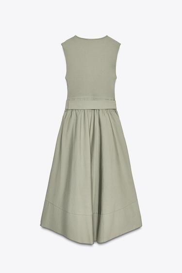 CONTRAST BELTED DRESS - Khaki by Zara - Image 6