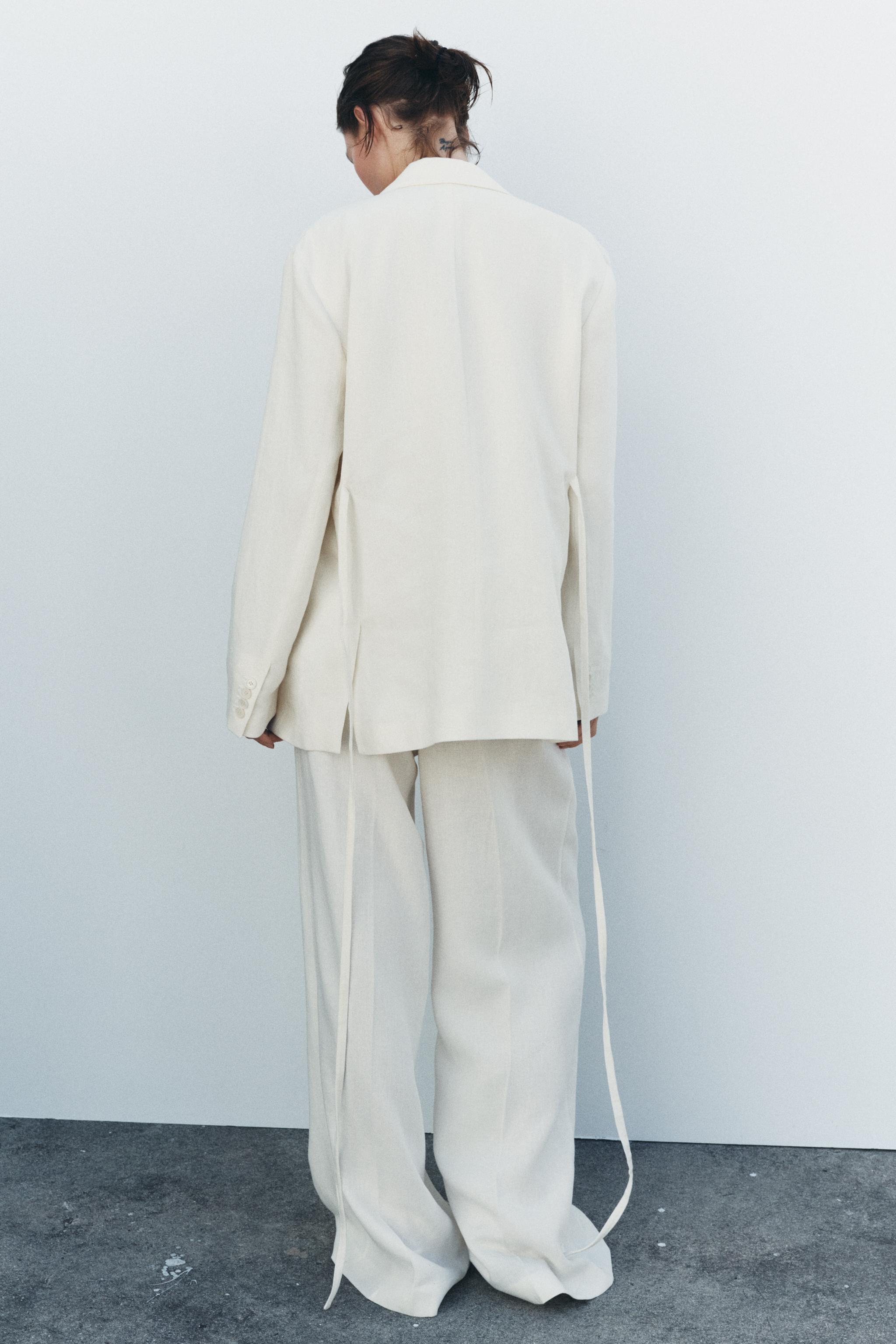 スペイン発送 ZARA ZW COLLECTION リネンブレンドプリーツパンツ スペイン発送 ZARA ZW COLLECTION リネンブレンドプリーツパンツ